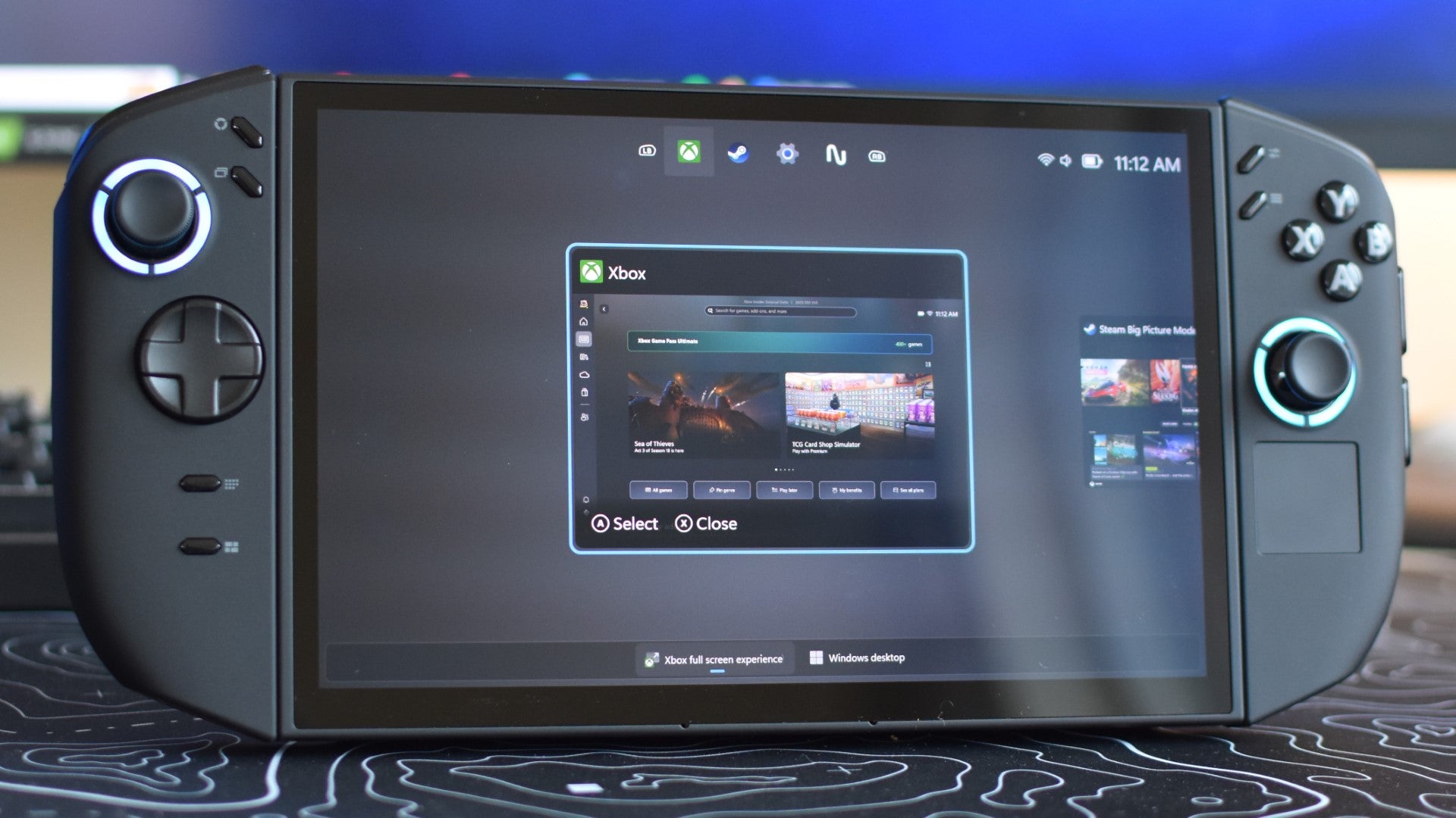 The app switch view on Xbox Full Screen Experience, running on a Lenovo Legion Go 2.