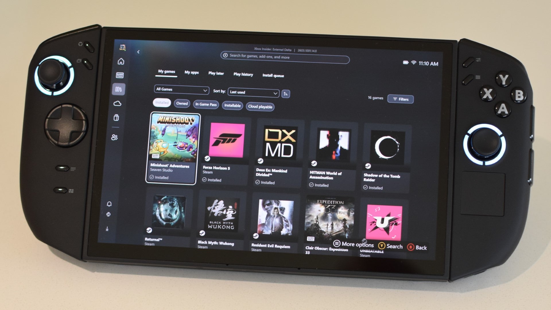 Xbox Full Screen Experience's library view on a Lenovo Legion Go 2.