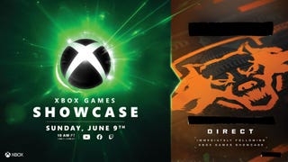 Xbox Games Showcase logo with mystery game logo of a wolf head