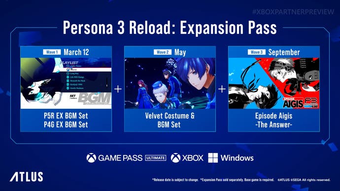 Details of three waves of Persona 3 Reload expansion pass