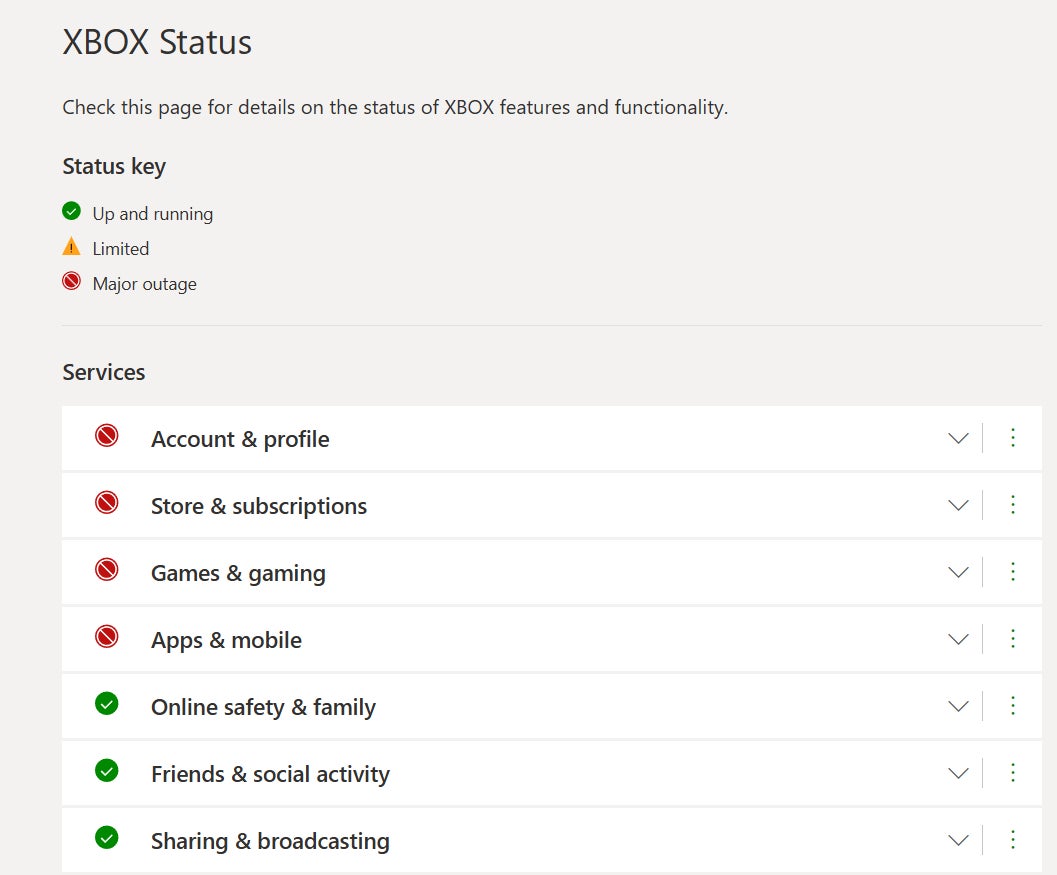 Xbox status outage July 2026