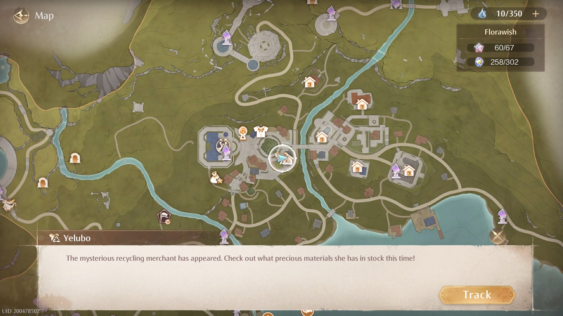 Yelubo&rsquo;s location on the map in Infinity Nikki.