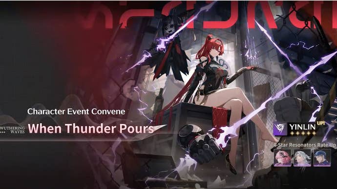 Artwork showcasing Yinlin’s banner event in Wuthering Waves, “When Thunder Pours."