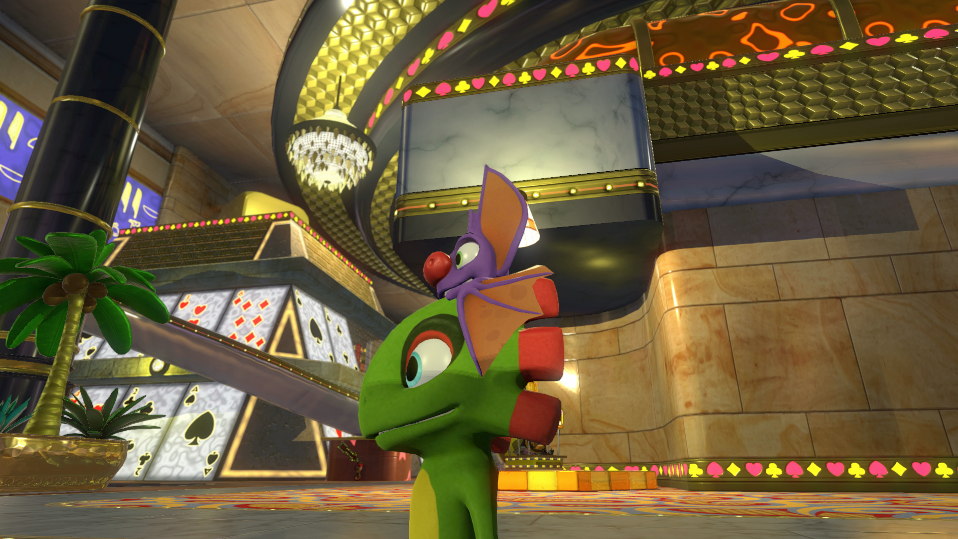Yooka Laylee Capital Cashino (Casino) - Pagie Locations, Hurdle Hijinx, INEPT World 4 Boss, Butterfly Heart, Power Extender, Play Coin, Mollycool