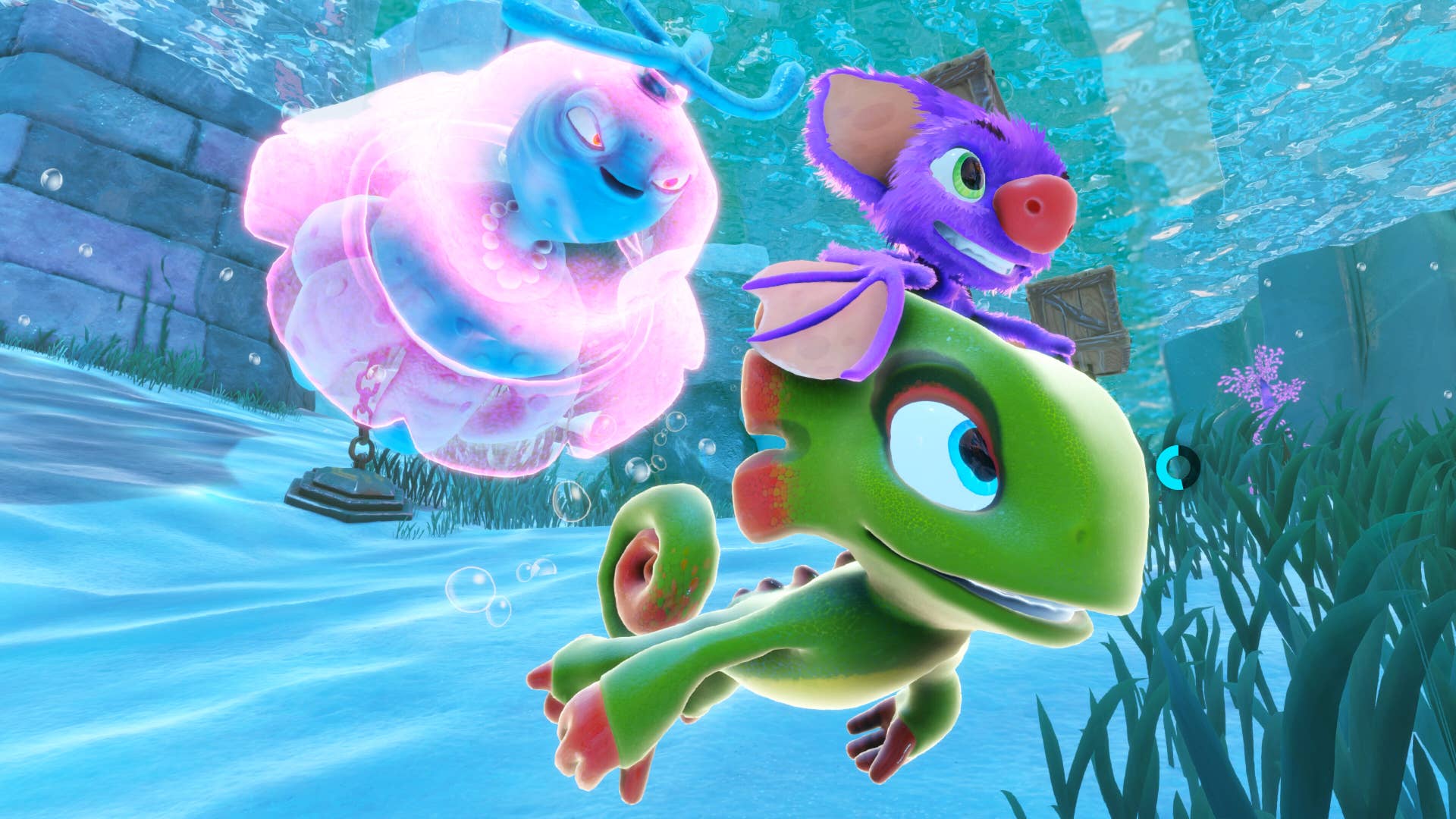 Yooka-Replaylee screenshot showing an underwater scene