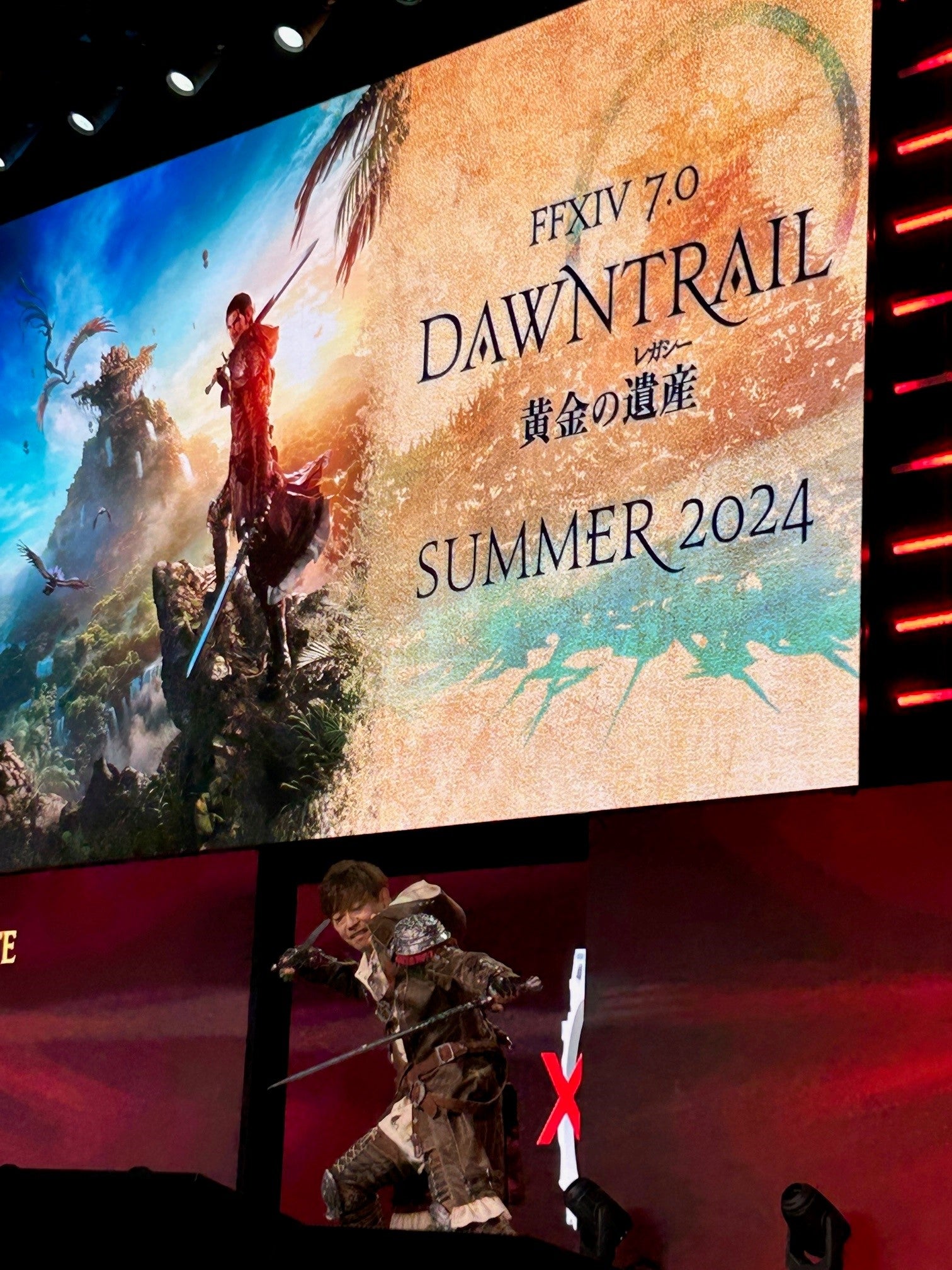 Naoki Yoshida onstage at Fan Fest London in Viper cosplay