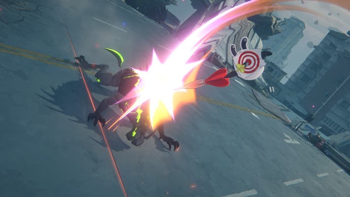 A Bangboo attacking an enemy from Zenless Zone Zero.