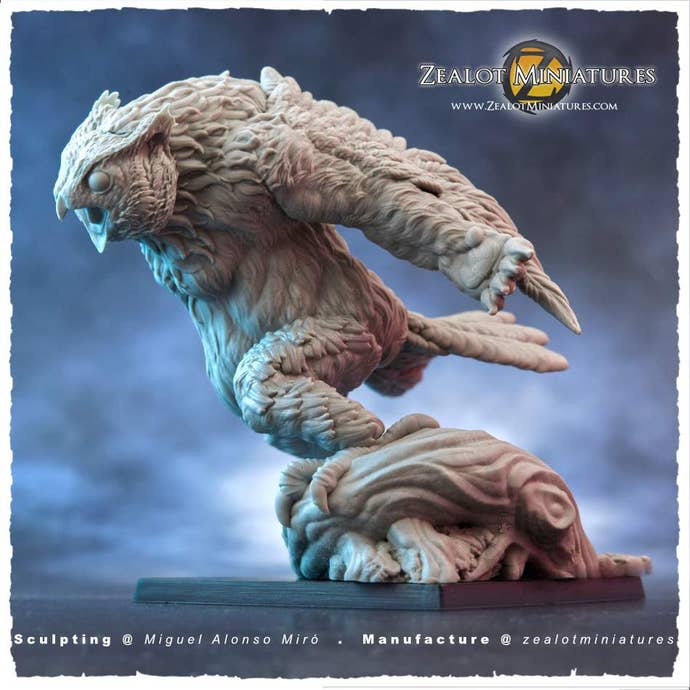 An Owlbear miniature.