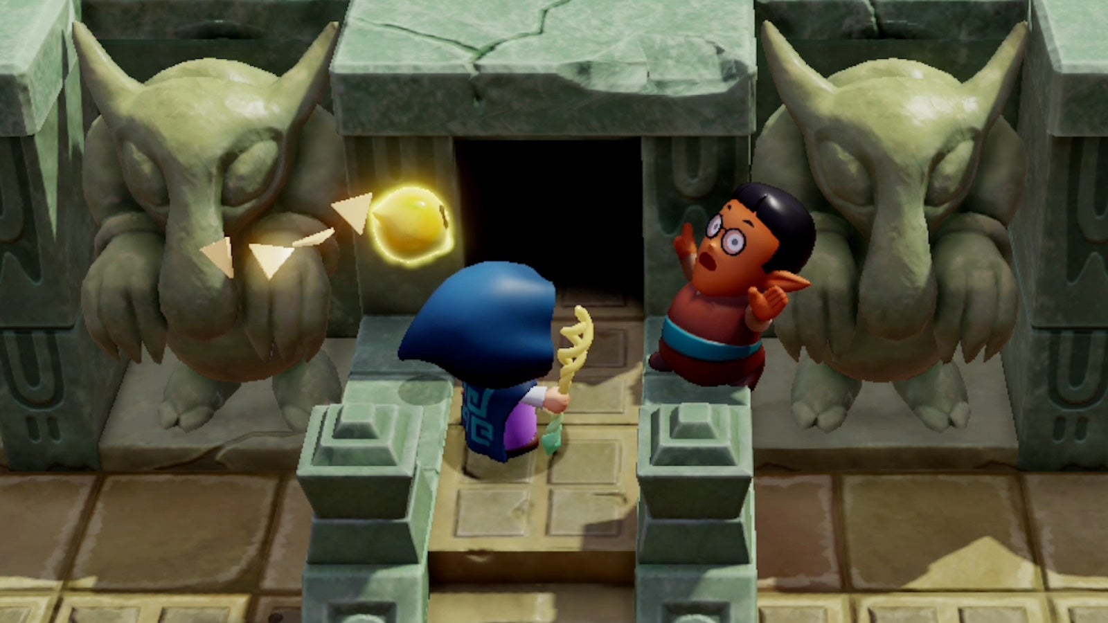 Zelda talking to Sago outside of the Eastern Temple in Zelda Echoes of Wisdom.