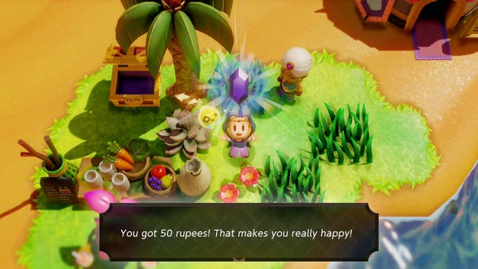 Zelda holding up a purple Rupee in Zelda Echoes of Wisdom.