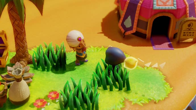 Zelda speaking with a Gerudo woman in Zelda Echoes of Wisdom.