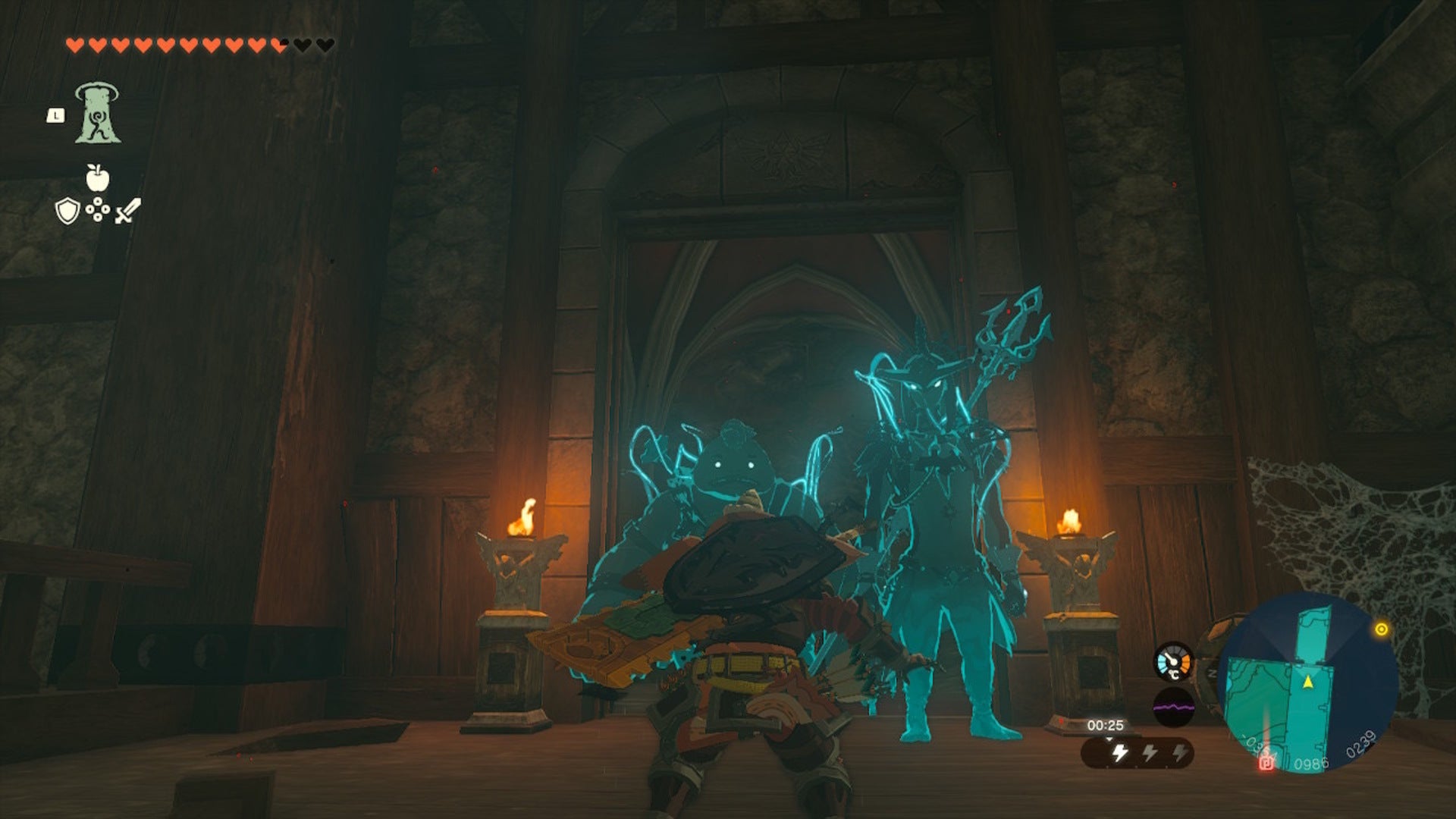 Link looks over at a room he can Ascend from in 
The Legend of Zelda: Tears of the Kingdom