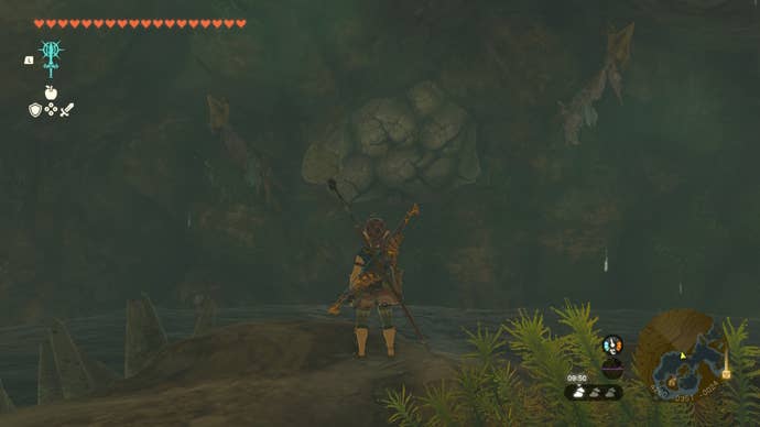 Link looks over at a breakable rock in The Legend of Zelda: Tears of the Kingdom
