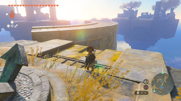 Link looks at a bridge in the sky islands in Zelda: Tears of the Kingdom