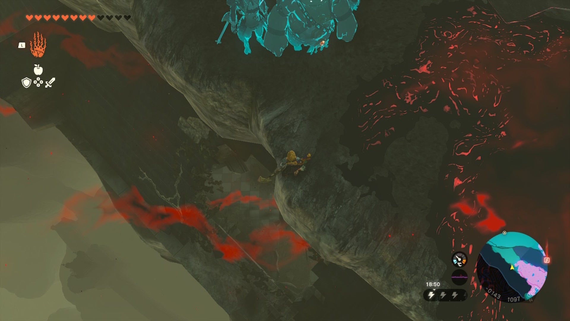 Link looks down at an opening in Hyrule Castle&rsquo;s roof, leading to the library in 
The Legend of Zelda: Tears of the Kingdom