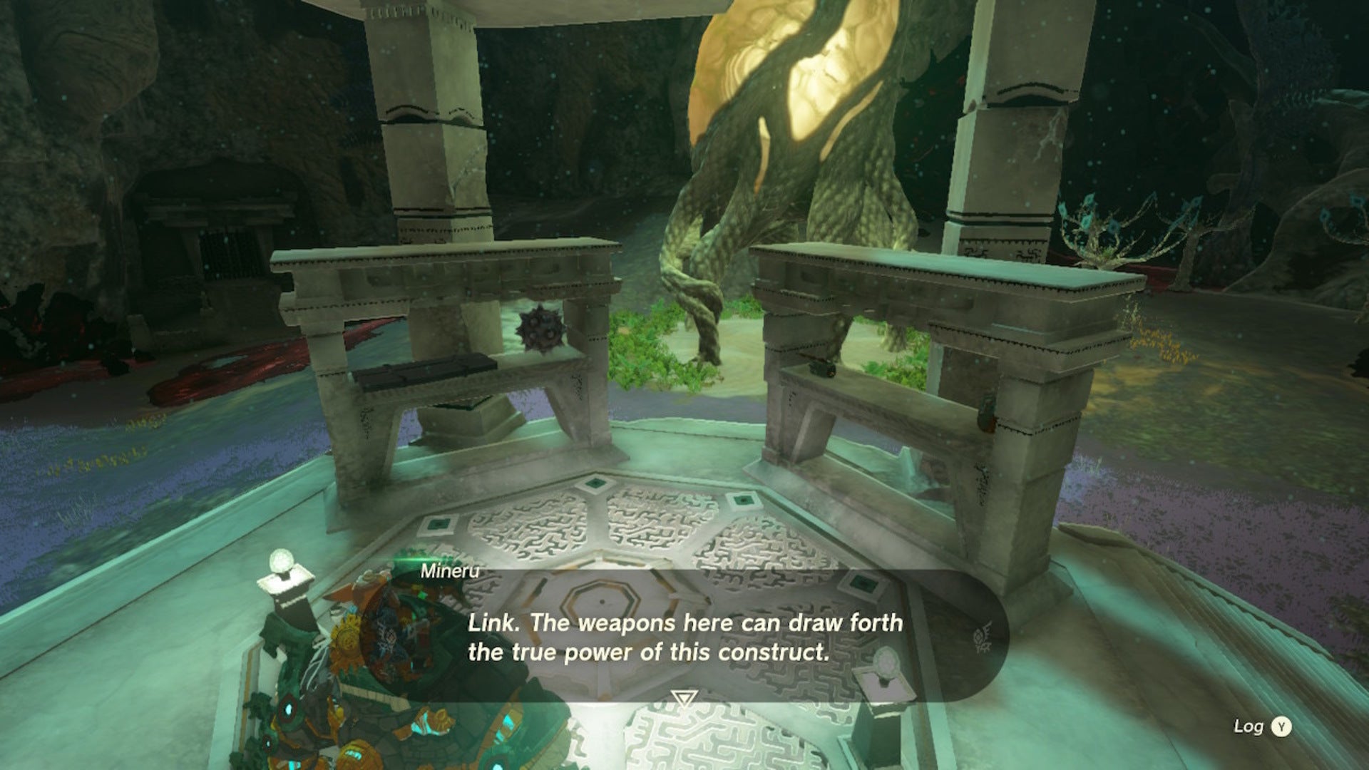 Link stands on a platform with various tools in The Legend of Zelda: Tears of the Kingdom - 1