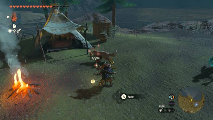 Link feeds a dog in The Legend of Zelda: Tears of the Kingdom