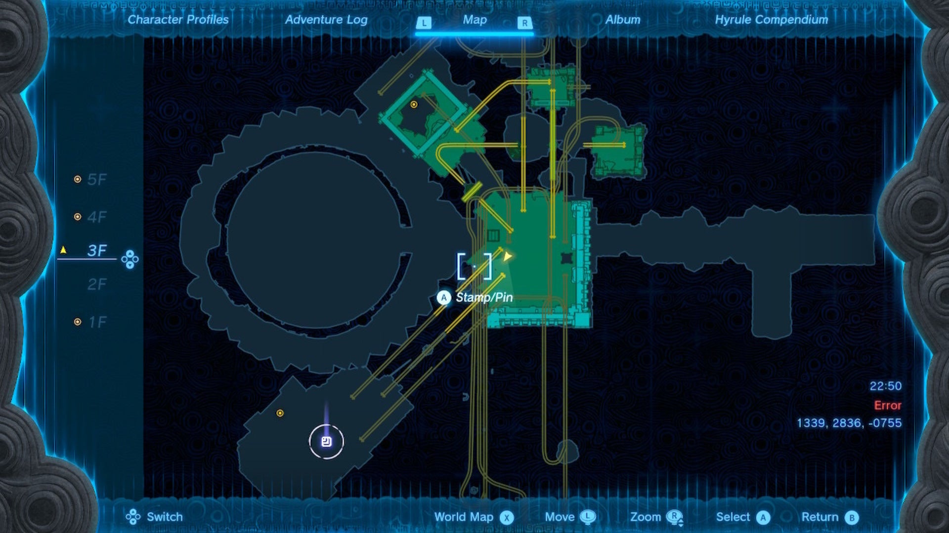 A map of the third floor of the Fire Temple in The Legend of Zelda: Tears of the Kingdom