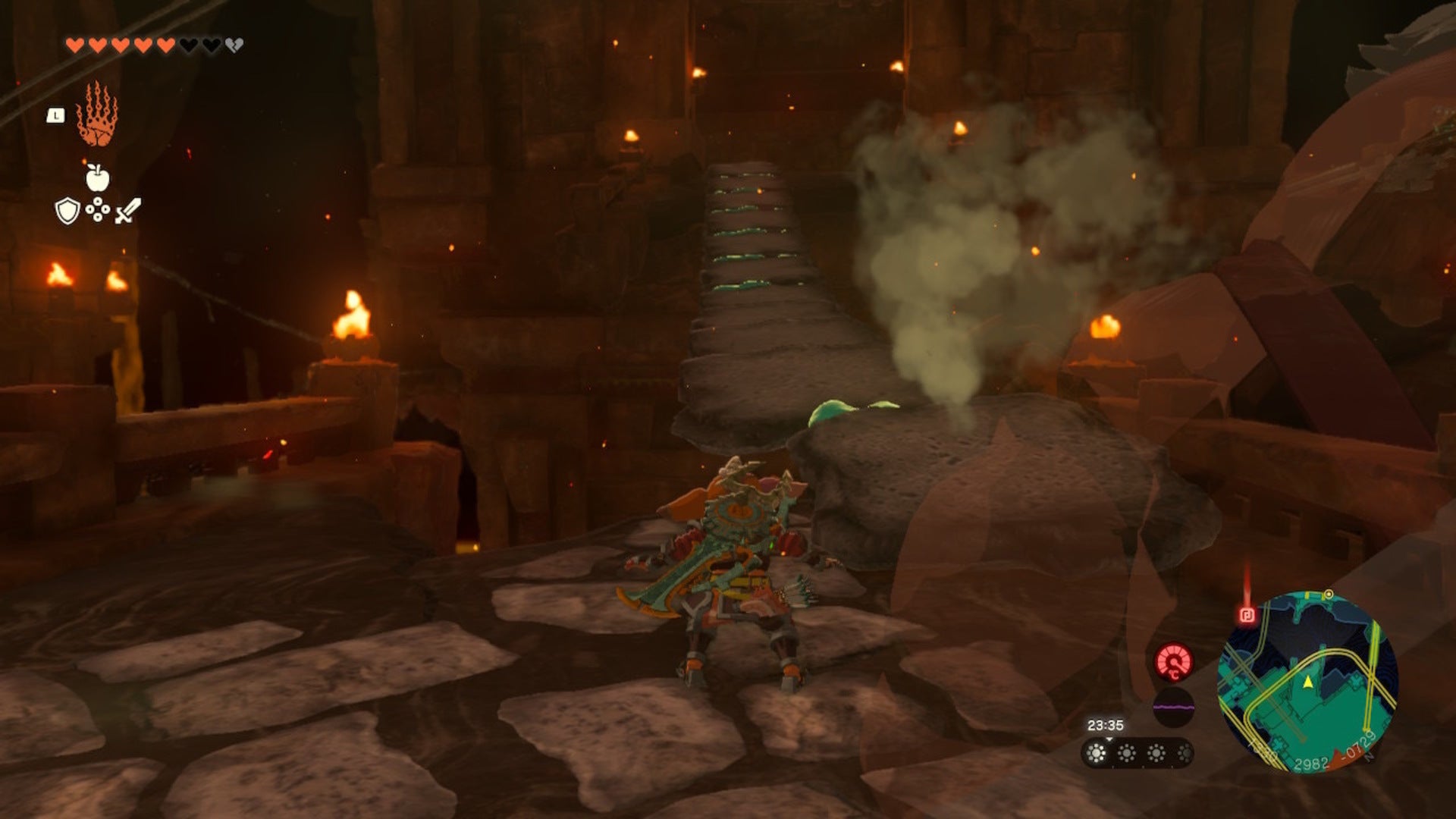 Link has built a long slope using Ultrahand in The Legend of Zelda: Tears of the Kingdom