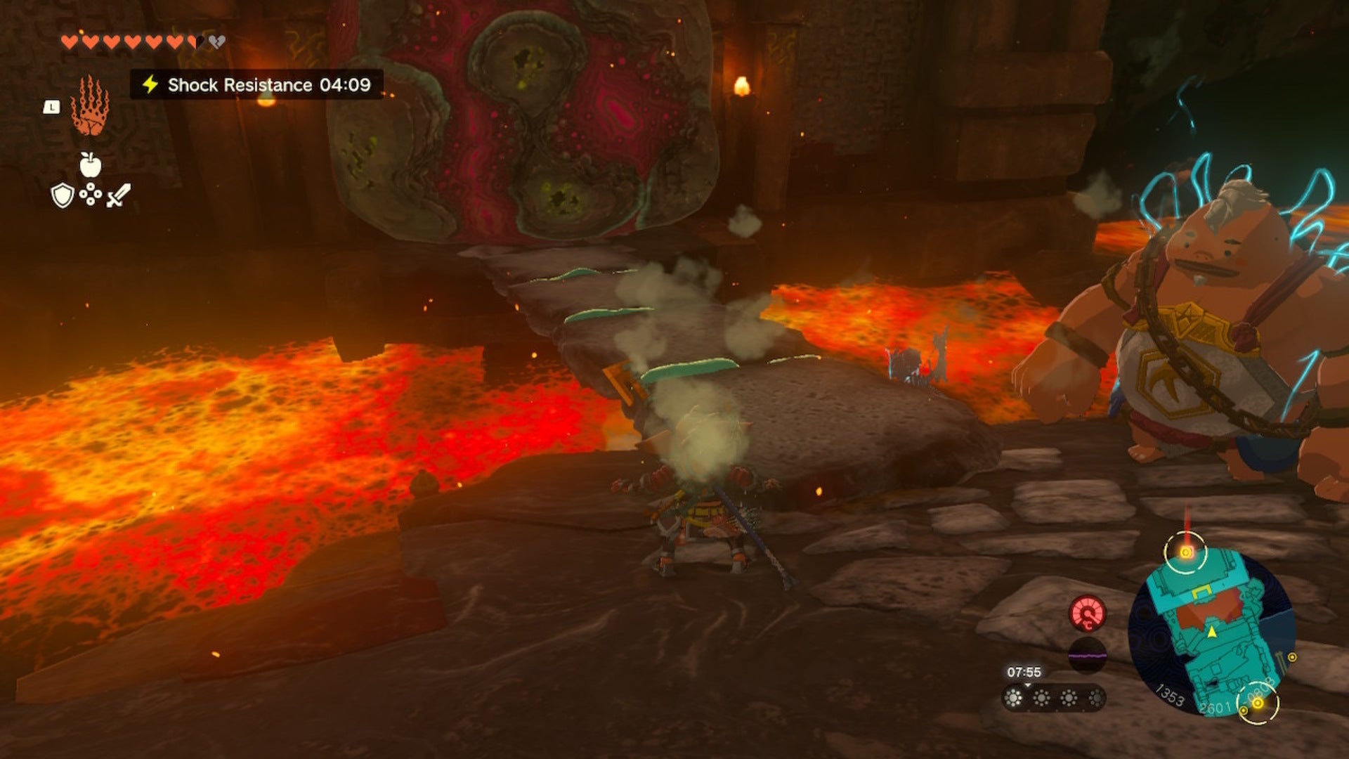 Link faces a stone path, built with Ultrahand, leading to marbled rock in The Legend of Zelda: Tears of the Kingdom - 10