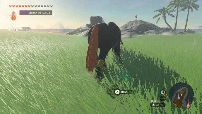 Link sneaks up on Ganon's Horse in The Legend of Zelda: Tears of the Kingdom