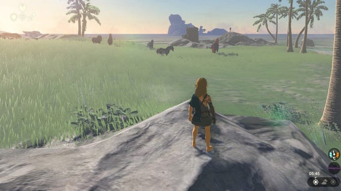 Link looks over toward Ganon's HorseThe Legend of Zelda: Tears of the Kingdom