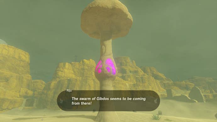 A Gibdo-spawning mushroom in The Legend of Zelda: Tears of the Kingdom