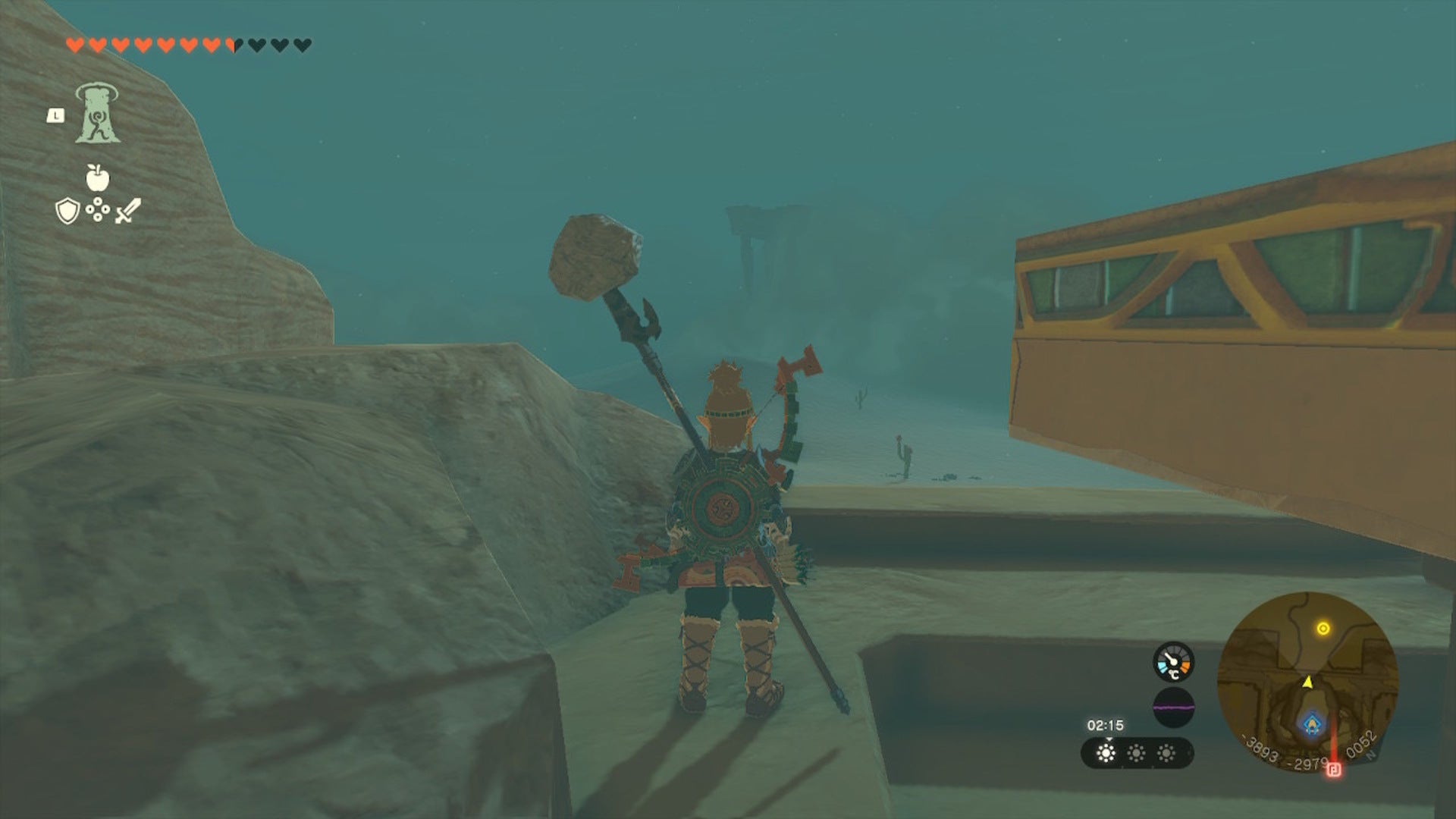 Link looks out at a pillar in the distance in The Legend of Zelda: Tears of the Kingdom