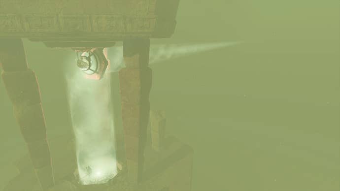 Link reveals the light of a pillar in The Legend of Zelda: Tears of the Kingdom