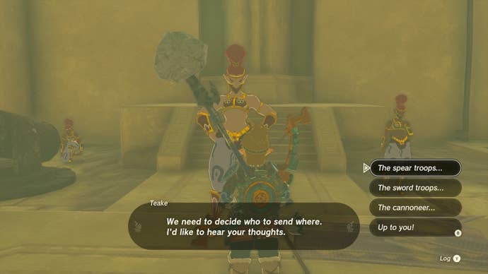 Link speaks with Teake in The Legend of Zelda: Tears of the Kingdom