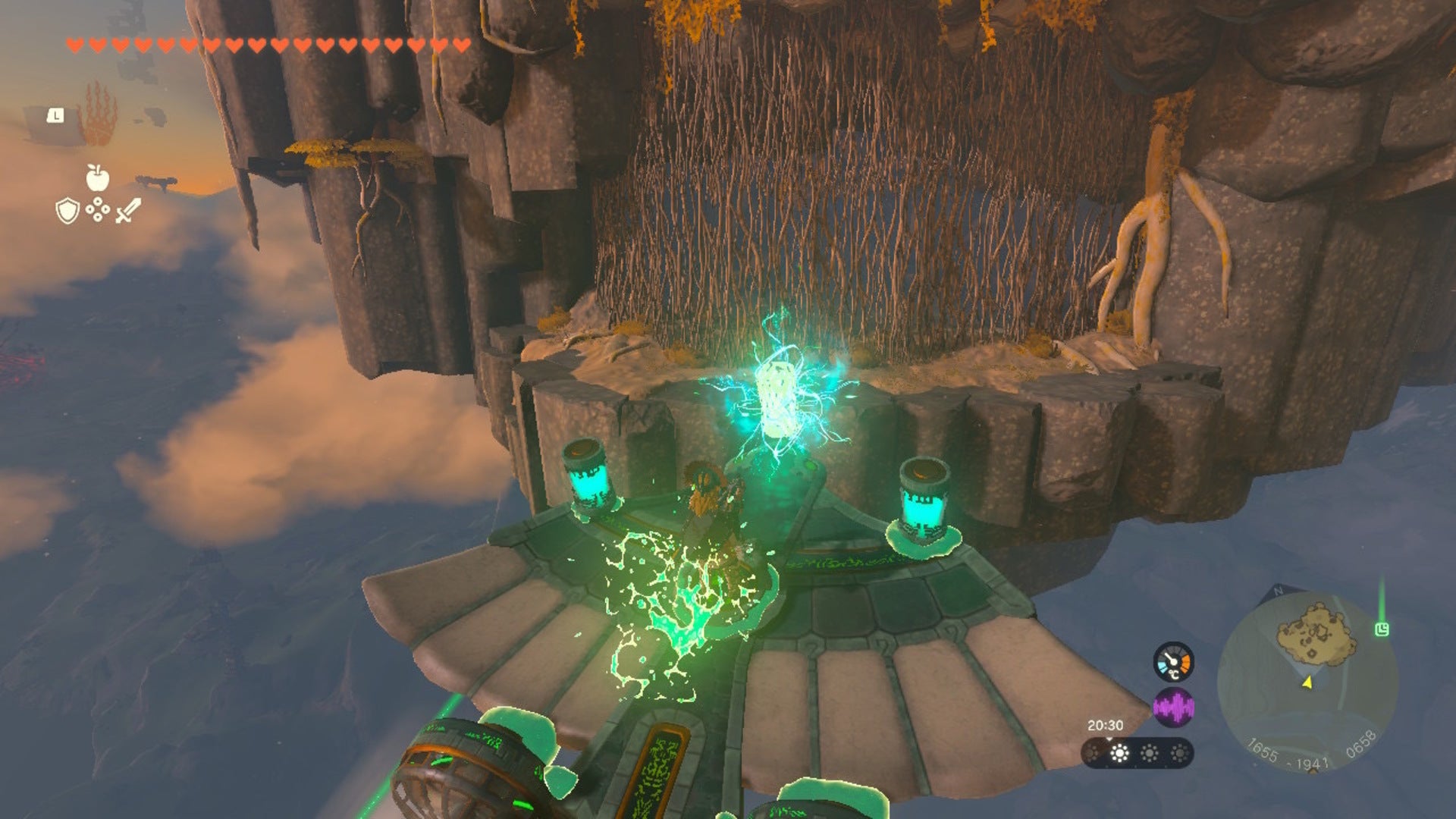 Link rides a glider over to a sky island covered in vines in Zelda: Tears of the Kingdom - 10