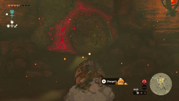 Link aims Yunobo at marbled rock in The Legend of Zelda: Tears of the Kingdom