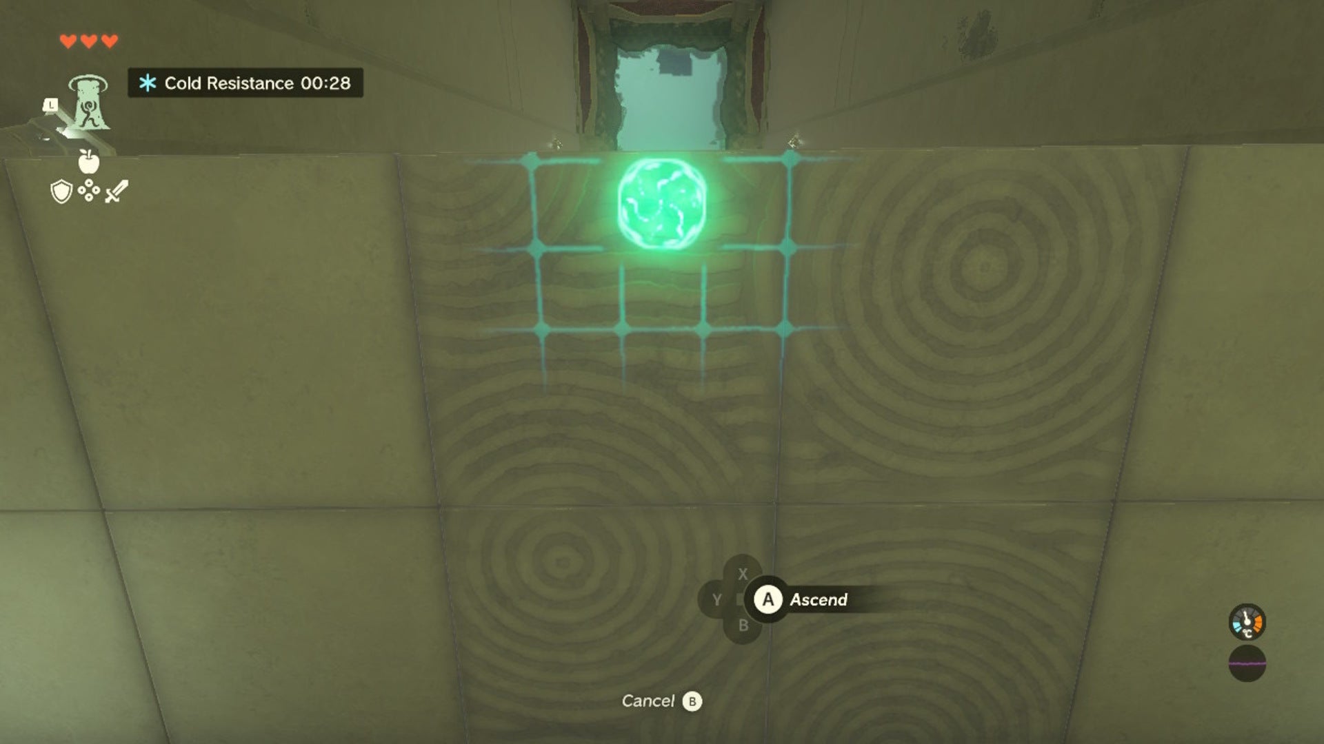 Link uses the Ascend ability in the Gutanbac Shrine of The Legend of Zelda: Tears of the Kingdom - 6