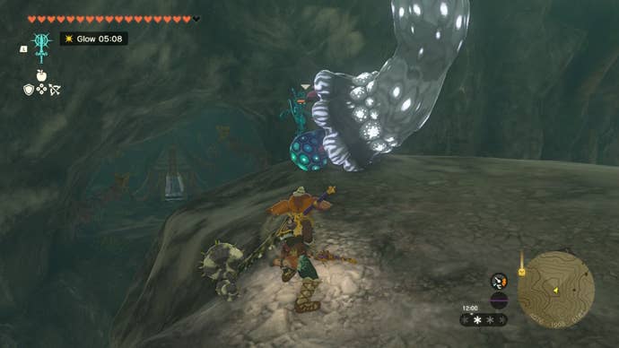 Link fights an Ice Like in a cave in The Legend of Zelda: Tears of the Kingdom