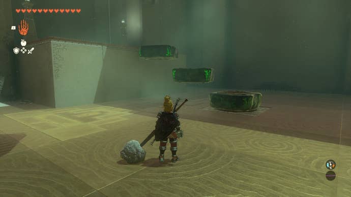 Link creates some stepping stones using hover tablets in The Legend of Zelda: Tears of the Kingdom