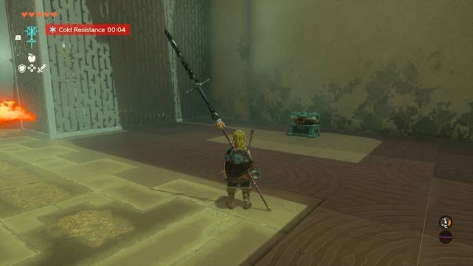 Link faces a chest in the Ijo-o Shrine in The Legend of Zelda: Tears of the Kingdom
