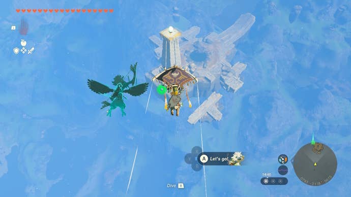 Link glides over to a sky island in Zelda: Tears of the Kingdom