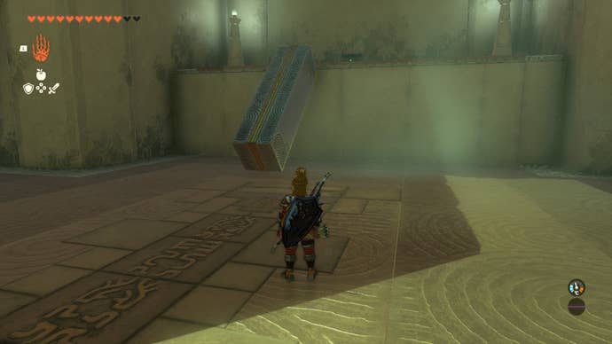 Link uses a metal bar as a ramp in The Legend of Zelda: Tears of the Kingdom