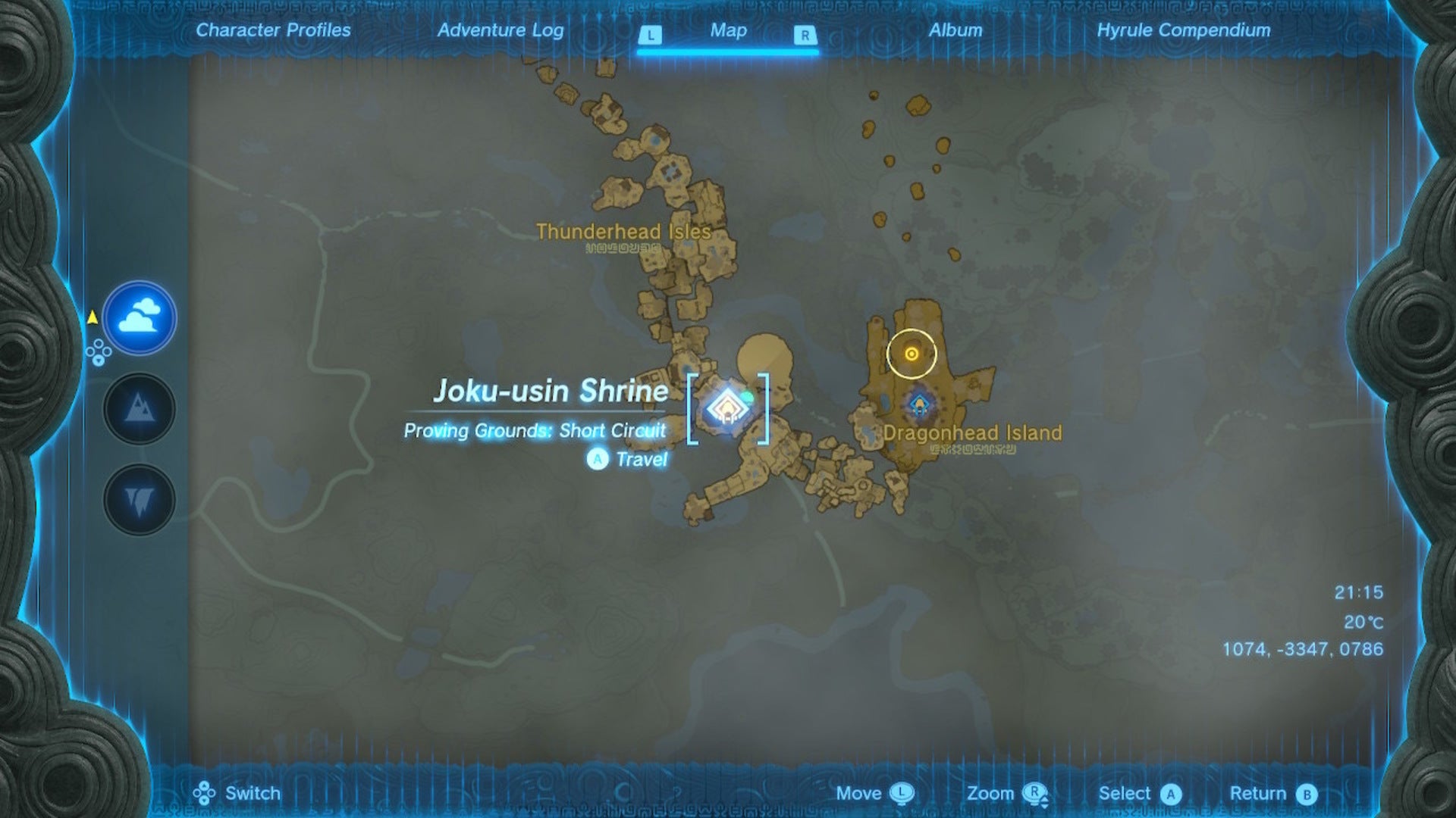 A map of the location of the Joku-usin Shrine in The Legend of Zelda: Tears of the Kingdom - 4