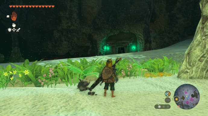 Link looks toward the entrance of Left Leg Depot in The Legend of Zelda: Tears of the Kingdom