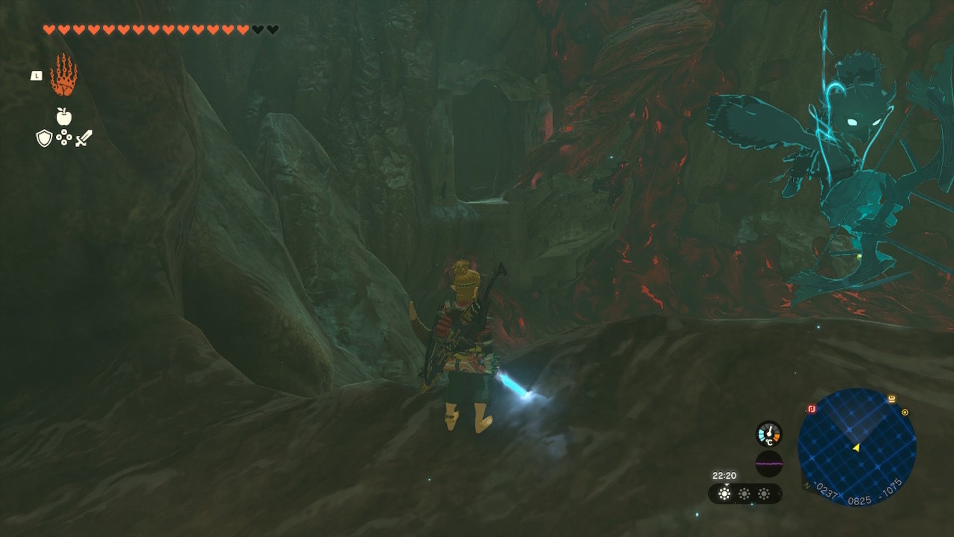 Link looks over to a platform in The Depths in The Legend of Zelda: Tears of the Kingdom - 7