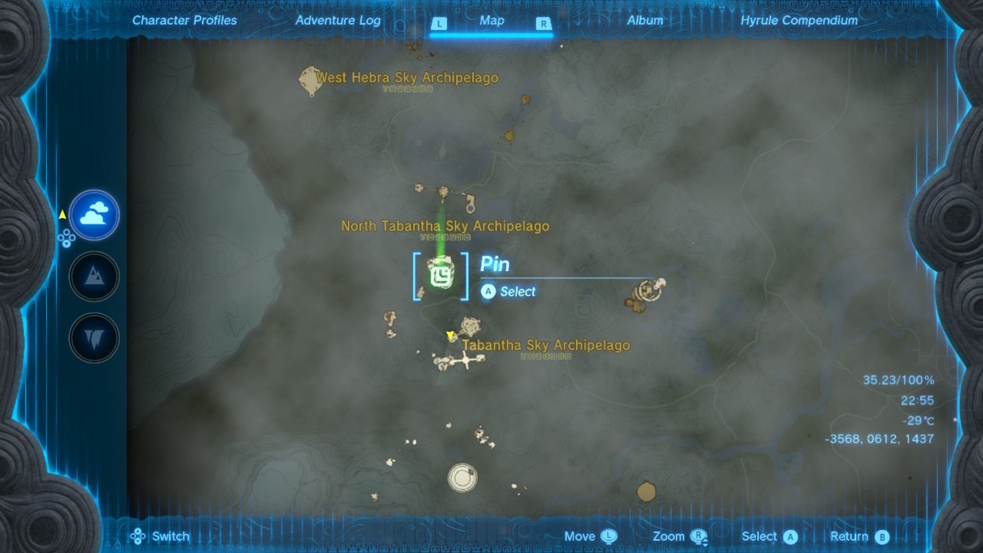 A map showing the location of Lightcast Island in Zelda: Tears of the Kingdom - 3