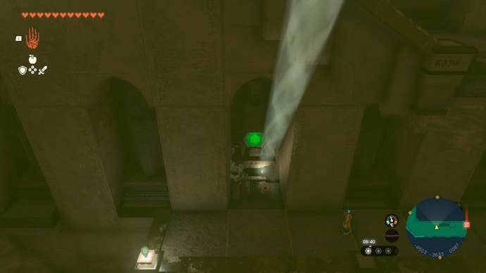 A secret door is revealed by a beam of light in The Legend of Zelda: Tears of the Kingdom