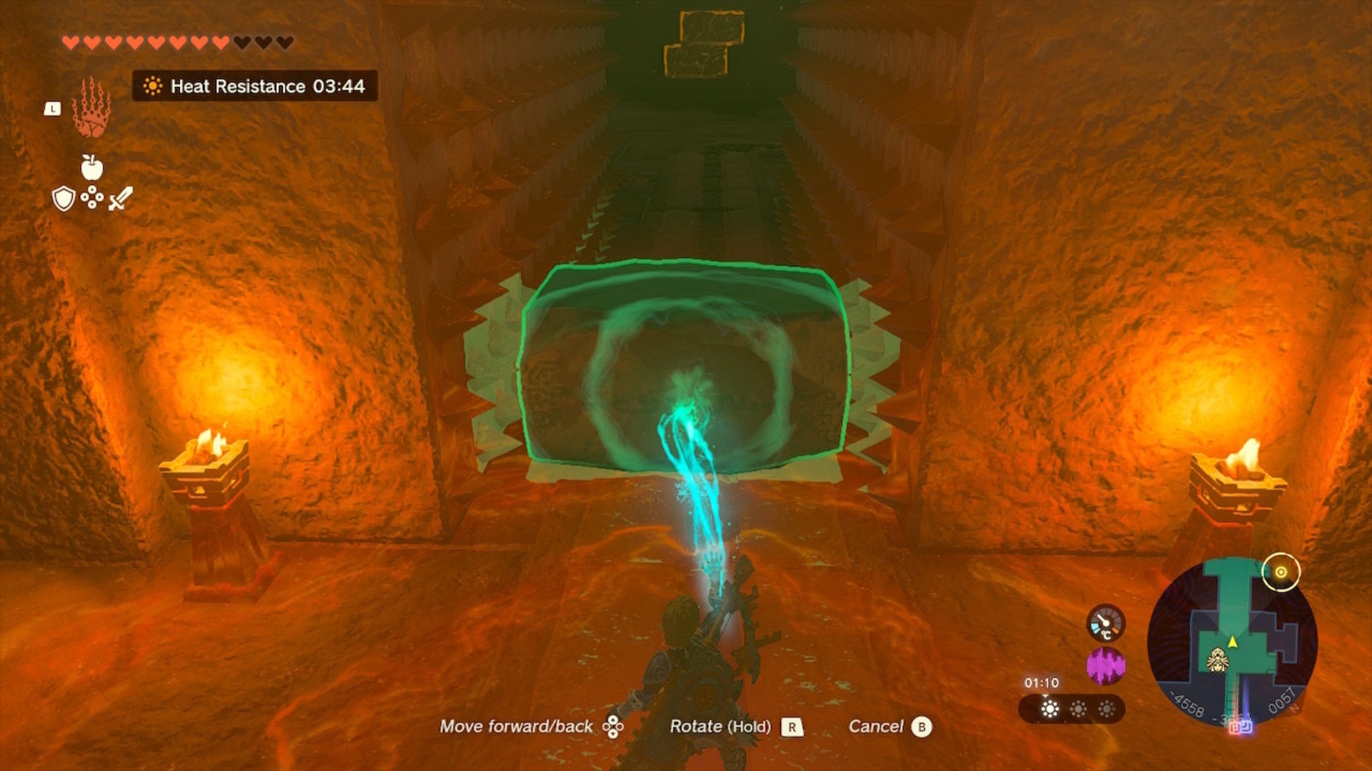 Link uses Ultrahand to move a brick between two walls in The Legend of Zelda: Tears of the Kingdom - 22