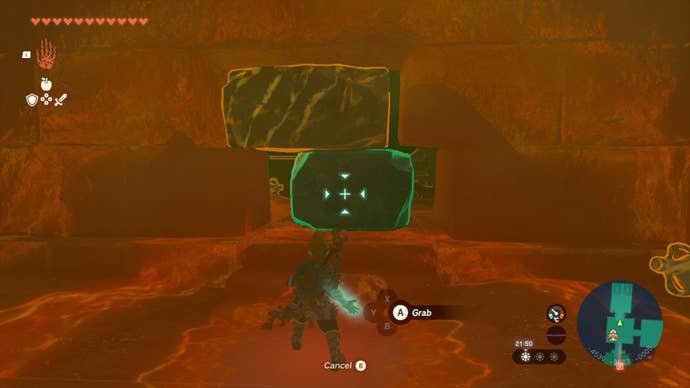 Link uses Ultrahand on some bricks in The Legend of Zelda: Tears of the Kingdom