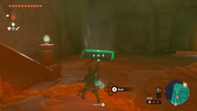 Link uses Ultrahand on a brick in The Legend of Zelda: Tears of the Kingdom
