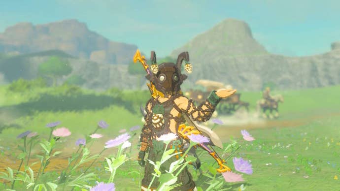 Link wearing the Miner’s Armor set in Hyrule in The Legend of Zelda: Tears of the Kingdom