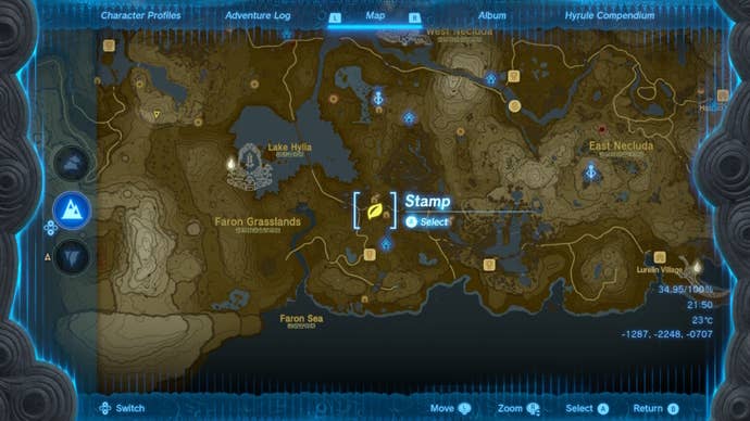 A map showing the location of Pagos Woods in The Legend of Zelda: Tears of the Kingdom