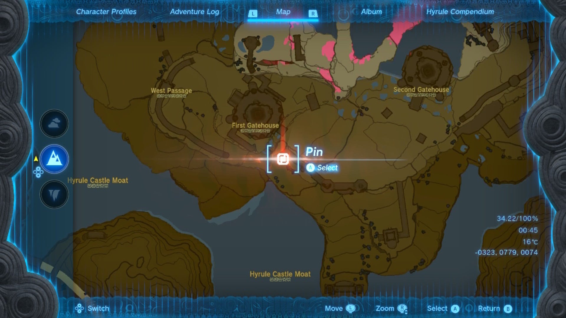 A map showing the location of the First Gatehouse in The Legend of Zelda: Tears of the Kingdom