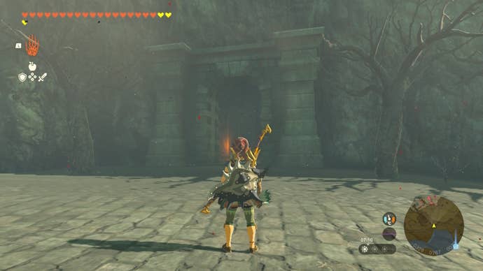 Link faces a passage outside of Hyrule Castle in The Legend of Zelda: Tears of the Kingdom